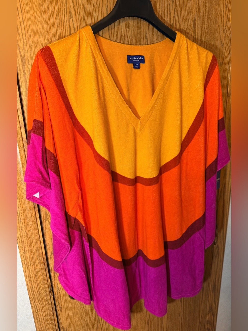 Marimekko Vibrant Retro Multicolor Terry V-Neck Beach Coverup - Picture 4 of 10